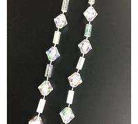 Cocoarm Guirlande de Perles en Résine Plastique et Acrylique, 510 G, Guirlande de Perles à Suspendre, Réfléchissante, Légère, pour Fête de Mariage, Rideau de Noël, Décoration d'intérieur (Carré