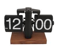 Cocoarm Horloge Rétro à Bascule Mécanique Numérique, Cadran Automatique Silencieux, Base en Bois Noir Mat, 12h sans Pile, Décoration Salon Bureau Restaurant