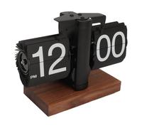 Cocoarm Horloge Rétro à Bascule Mécanique Numérique Moderne, Base en Bois, pour Maison, Bureau ou Restaurant (Black)