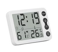 Cocoarm Humidimètre Numérique d'intérieur, Thermomètre et Hygromètre électronique ABS, 14 à 158 Fahrenheit, Grand écran, Réveil, Dos Magnétique pour Chambre de bébé, Serre, Bureau (clé noire)