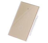 Cocoarm Interrupteur Tactile en Verre trempé 2 Gangs AC 100 à 240 V Commande Vocale Minuterie Partage de Groupe pour Mur Américain Maison Intelligente Salon Chambre (GOLD)
