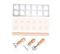 Cocoarm Kit D’outils pour la Fabrication de Pâtes, Presse à Raviolis en Acier Inoxydable avec Rouleau à Pâtisserie en Bois et -pâtes, pour Raviolis, Boulettes, Cookies et Pâte Faits Maison