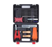 Cocoarm Kit d'affûtage de Chaîne de Tronçonneuse 16 Pièces, Fer, Aluminium, Plastique, érable, Affûteur de Chaîne de Tronçonneuse avec 6 Tailles de Fichiers, étui et Cales pour Bûcherons, Entretien