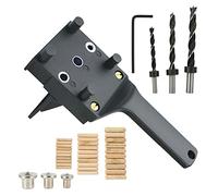 Cocoarm Kit de 41 Guides de Perçage pour le Travail du Bois, Localisateur de Trous Droits en ABS avec 6 Forets de 8 à 10 Mm, Clôture Réglable de 0 à 50 Mm, échelle Claire pour le Perçage de Joints de