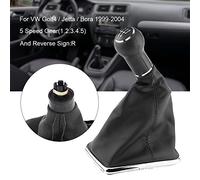 Cocoarm Kit de Bouton de Changement de Vitesse à 5 Vitesses Gaiter Chrome Capuche Noire Capuge Direct Cuir Synthétique pour le 1999-2004