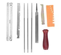 Cocoarm Kit de Limes d'affûtage de Tronçonneuse 10 Pièces, Trousse d'outils de Limes de Tronçonneuse en Acier au Carbone avec Poignées en Bois et Pochette de Rangement pour Ateliers de Jardin,