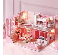 Cocoarm Kit de Maison de Poupée Miniature en Bois pour Fille Rose, Fait à la Main, Design Mignon pour Jeu Créatif, Bricolage