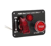 Cocoarm Kit de Panneau de Commutateur d'allumage, Style Course en Fiber de Carbone, Bouton Poussoir de Démarrage du Moteur, 12V 40A, Universel pour Voitures et Bateaux