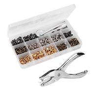 Cocoarm Kit de Pinces à Rivets Double Face en Fer, Ensemble de 240 Rivets à Double Capuchon, 3 Tailles avec Pince à Presser à la Main et Rainure de Base pour Ceintures, Vestes, Sacs à Dos, Travaux