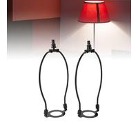 Cocoarm Kit de Support de Carcasse D’abat-jour Réglable, Support de Carcasse de Lampe en Fer avec Base Lumineuse E26, Lot de 2 Ajustables, Installation Facile, pour Lampes de Table et (BLACK)