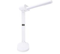 Cocoarm Lampe de Bureau LED, Lampe de Bureau ABS pour le Soin des Yeux avec Horloge, 3 Températures de Couleur, Gradation Continue, Batterie 2200 MAh, Pliable à 180 Degrés pour étude, Lecture,