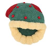 Cocoarm Lit d'hiver Chaud pour Chat, Nid pour Animaux Semi-fermé avec Polaire Sherpa Douce pour Chats Petits Chiens Thème Noël 50x46,5 Cm