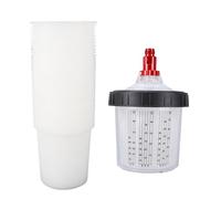 Cocoarm Lot de 50 Doublures de Gobelets et Système de Couvercle pour Pistolet à Peinture Jetable, Kit de 50 Oz, 600 ML avec 50 Couvercles, Filtre de 190 Microns, 1 Gobelet Rigide, 2