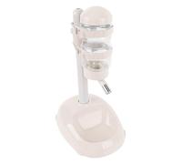 Cocoarm Mangeoire à Eau pour Animaux de Compagnie Réglable en Hauteur, Distributeur d'eau Automatique en Plastique pour Animaux de Compagnie avec Bouteille de 500 ML, Bol Amovible, Station (Beige)