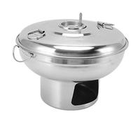 Cocoarm Marmite au Charbon de Bois Portable, Marmite à Glace Carbonique en Acier Inoxydable 23 X 17 Cm, Ronde Chauffante Uniforme avec Poignée de Couvercle et Poignées Latérales pour Buffets, Fêtes,