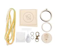 Cocoarm Mini Kit de Tambour à Broder, Petit Kit de Porte-clés Brodé Cadre en Bois avec Matériel de Broderie Complet pour Débutants et Passionnés D'Artisanat