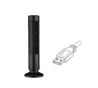 Cocoarm Mini Ventilateur Tour USB sans Pales, Ventilateur sur Pied en ABS avec 2 Vitesses, de Refroidissement Vertical 13,0 X 4,1 X 2,4 Pouces pour Chambre à Coucher, Salon, Bureau, Dortoir (BLACK)