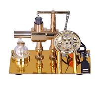 Cocoarm Modèle de Moteur Stirling à Air Chaud Mini Moteur en Alliage de Zinc avec Générateur LED Volant d'inertie en étoile à Six Branches Piston Visible pour la Démonstration Scientifique en Classe