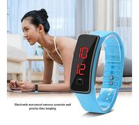 Cocoarm Montre de Sport LED, Montre-Bracelet Numérique avec Bracelet en Silicone, Affichage de l'heure en Temps Réel et du Calendrier pour Filles et Garçons (Bleu Clair)