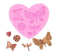 Cocoarm Moule en Silicone pour Fondant, Moule en Silicone Libellule Fleur Feuille pour la Décoration de Gâteaux avec Multiples Motifs, Facile à Nettoyer, Réutilisable, pour Chocolat,