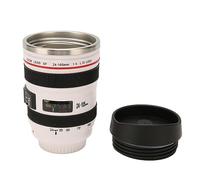Cocoarm Mug à café en Forme D’objectif D’appareil Photo, Tasse de Voyage en Acier Inoxydable avec Couvercle, Mug Créatif pour Photographes pour Hommes et Femmes, Bureau, Voiture, (WHITE)