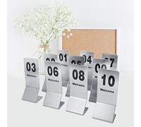 Cocoarm Numéros de Table en Acier Inoxydable 1 à 10, Numéros de Table Double Face pour la Décoration de Fête de Mariage, Placement Pratique pour une visibilité Claire, Utilisation Polyvalente pour
