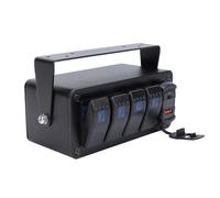 Cocoarm Panneau d'interrupteur à Bascule en Aluminium à 4 Gangs, Conception étanche, Chargeur USB, capacité 12V 24V DC pour Camion Bateau RV UTV Contrôle (lumière bleue)