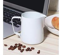 Cocoarm Pichet à Mousse de Lait en Acier Inoxydable de 350 Ml, Tasse à café Latte, Pichet à Mousse Blanc avec Poignée Ergonomique, Bec Précis, Poignée Polie pour la Maison, Baristas, café (WHITE)
