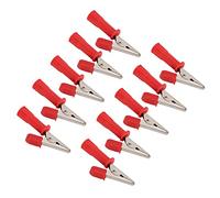 Cocoarm Pince Isolée, Pince de Test en Laiton avec Gaine en PVC, 10 Pièces Prise Jack 4 Mm Ouverture 5 Mm, Cuivre Pur nickelé, pour Charge de Batterie de Voiture, Connexion de Fil de Test