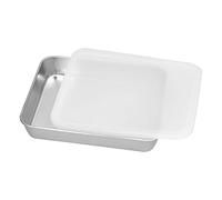 Cocoarm Plaque de Cuisson en Acier Inoxydable, Plaque de Cuisson Antiadhésive Profonde avec Couvercle, Bord Profond de 5 Cm, Polie Miroir, Dégagement Facile pour la au Four, le Stockage des (Moyen)