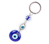 Cocoarm Porte-clés Amulette Œil Bleu Turc Élégant Ornement pour Sac Bijou Décoration Maison avec Perles en Verre Alliage Porte-Bonheur 12cm