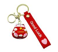 Cocoarm Porte-clés Mignon en PVC Chat Porte-bonheur 4,5 X 3,5 X 20 Cm, Breloque Chat de Dessin animé, Décoration Légère à Suspendre pour Sac à Dos, Sac à Dos, Voiture, Fans du Nouvel An Chinois et