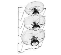 Cocoarm porte-couvercle vertical, support de rangement mural ou sur porte surface chromée ustensiles de cuisine pratiques pour jusqu'à 5 couvercles et est accessible en un seul endroit