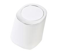Cocoarm Poubelle de Bureau Mini Poubelle en Plastique 17 X 15 X 13,5 Cm avec Couvercle à Pression, Corbeille Ronde Compacte pour Bureau, Chambre à Coucher, Salon, Voiture (WHITE)