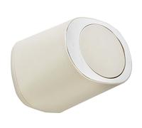Cocoarm Poubelle de Bureau Mini Poubelle en Plastique 17 X 15 X 13,5 Cm avec Couvercle à Pression, Corbeille Ronde Compacte pour Bureau, Chambre à Coucher, Salon, Voiture (Beige)