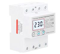 Cocoarm Protecteur de Tension Réglable LCD Protecteur de Tension Multifonctionnel 230V 400VAC 50A Protection Contre Les Surintensités à Réinitialisation Automatique pour la Distribution d'énergie