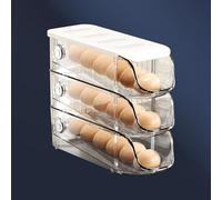 Cocoarm Récipient à œufs pour Réfrigérateur, Boîte de Rangement pour œufs Empilable en Plastique 3 Pièces avec Tiroir à Roulement Automatique, Organisateur scellé pour Réfrigérateur, Armoires de