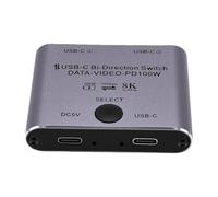 Cocoarm Répartiteur USB C en Alliage d'aluminium Commutateur KVM USB C 8K 60 Hz 10 Gbps PD100W pour 2 Ordinateurs Partageant un écran Bureau à Domicile Configuration de Bureau pour Ordinateur