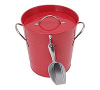 Cocoarm Seau à Glace Rond en Tôle Galvanisée et Bac à Glace en Plastique pour Bar 19,5 X 20,5 X 16 Cm Double Paroi avec Couvercle et Pelle pour Refroidir le Vin de Bière au Bar Fête à la Maison