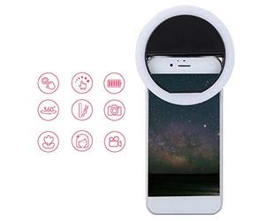 Cocoarm Selfie LED Ring Light Phone Lamp, 3 Niveaux de Luminosité (Black) | 36 ampoules LED, conception à clipser, éponge antidérapante, portable pour les boîtes de nuit, les fêtes et les voyages