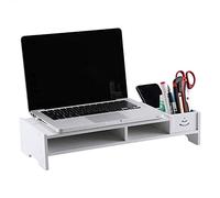 Cocoarm Support de Moniteur Réhausseur d'Écran d'Ordinateur Moniteur Stand en Bois Support de Moniteur PC et TV, Desk organizerpour Bureau Famille (Blanc)