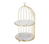 Cocoarm Support de Rangement pour Cage à Oiseaux, Organisateur de Maquillage à 2 Niveaux avec Un Design élégant pour Comptoir de Salle de Bain et Coiffeuse - Construction en Fer et Verre, Gain de