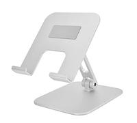 Cocoarm Support de Tablette Réglable, Support de Téléphone en Alliage d'aluminium, de Bureau Pliable avec Double Charnières, Base Lestée, Coussinets Antidérapants pour Bureau, Maison, étude, Voyage