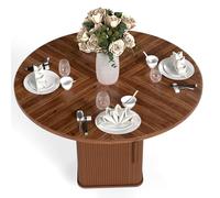 Cocoarm Table de Salle à Manger Ronde avec étagère de Rangement, Table de Cuisine en MDF Peu Encombrant 1,2 M pour Petits Espaces, Conception de Porte Coulissante en Bois pour Cantine à Domicile
