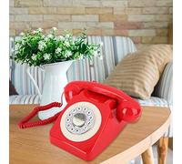 Cocoarm Téléphone Antique Rétro Vintage, Téléphone de Bureau Fixe Vintage en ABS avec Recomposition et Fonction Mains Libres, Cloche Mécanique en Cuivre, Interrupteur de Volume, pour la Décoration de