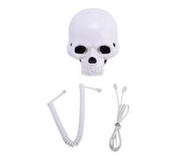 Cocoarm Téléphone Fixe Tête de Mort, Téléphone de Bureau en ABS avec Son HD, Recomposition et Sonnerie Marche/arrêt, Filaire pour Décoration de Bureau, étagère de, Table d'appoint (White)