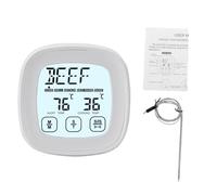 Cocoarm Thermomètre à Viande Numérique, Thermomètre de Cuisson Rapide et Précis avec Alerte Sonore Rétroéclairage Bleu pour Bœuf, Agneau, Porc, Poulet, Poisson, Support Pliable (WHITE)