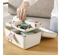 Cocoarm Trousse de Premiers Secours, Boîte à Médicaments Portable à 2 Couches, Organisateur de Médicaments Durable, 24,5 X 18,5 X 14, Cm pour les Urgences à Domicile et au Bureau (PINK)