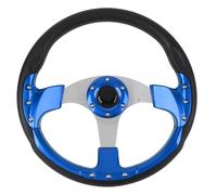 Cocoarm Volant de Course Universel 14 Pouces en Aluminium PU avec Bouton de Klaxon pour Adaptateur de Moyeu de Volant Standard à 6 Trous (BLUE)