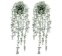 COCOBOO Lot de 2 Plantes d'eucalyptus artificielles à Suspendre pour étagère, Fausses Plantes en Pot pour Mur, Maison, terrasse, décoration intérieure et extérieure